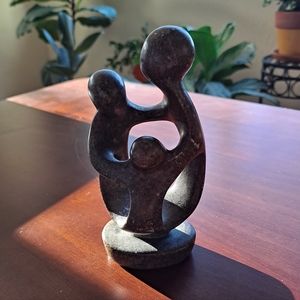 African family of 3 soap stone sculpture
